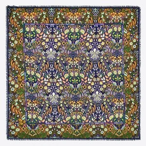 Szal kwiaty i ramka logo granatowa BIMBA Y LOLA