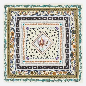 Szal kwiaty koncentryczne ramki waniliowy BIMBA Y LOLA