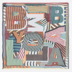 Szal logo XL geometryczny akwamaryna BIMBA Y LOLA