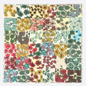 Szal patchwork kwiaty BIMBA Y LOLA zielony