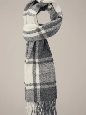 Szal Szaro-Kremowy w Kratę Unisex Lancerto