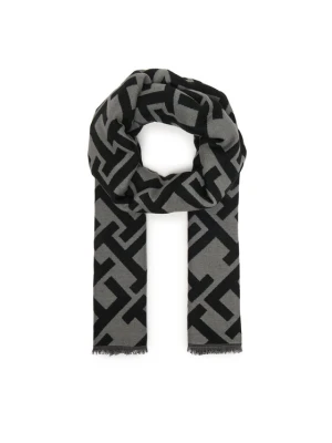 Szal Tommy Hilfiger Th Monogram Heavy Scarf AW0AW18051 Czarny