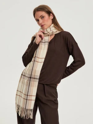 Szal w kratę beżowy Moodo