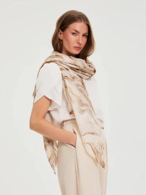 Szal w marmurkowy wzór beżowy Moodo