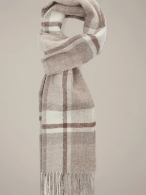 Szal Wełniany Beżowy w Kratę Lancerto