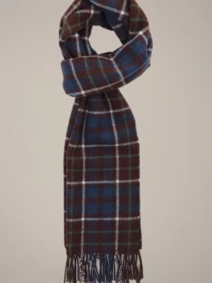 Szal Wełniany Granatowo-Brązowy w Kratę Lancerto