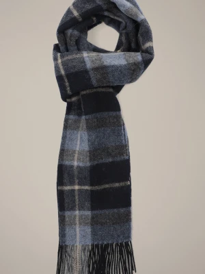 Szal Wełniany Granatowy w Kratę Lancerto