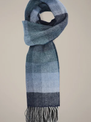 Szal Wełniany Granatowy w Kratę Lancerto