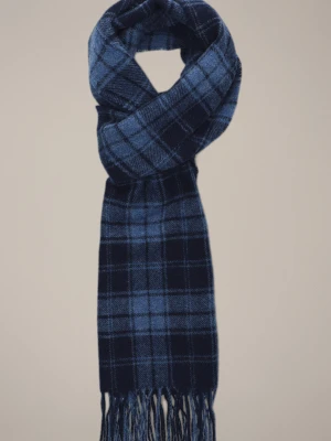 Szal Wełniany Granatowy w Kratę Lancerto