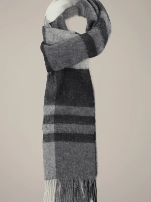 Szal Wełniany Szary w Kratę Lancerto