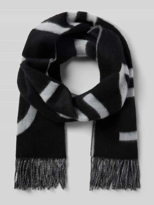 Szal wełniany z wyhaftowanym logo na całej powierzchni model ‘Bold’ CK Calvin Klein