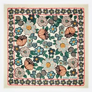 Szal wełny kwiaty styl mozaiki kość słoniowa BIMBA Y LOLA