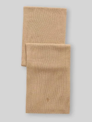 Szal z czystej wełny z wyhaftowanym logo Polo Ralph Lauren Camel