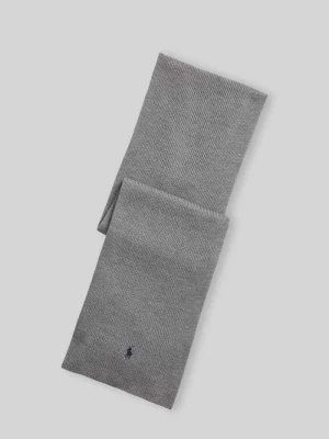 Szal z czystej wełny z wyhaftowanym logo Polo Ralph Lauren Srebrny