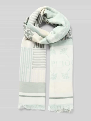Szal z detalami z logo i frędzlami model ‘Ailis’ Joop!