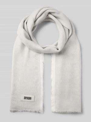 Szal z detalem z logo i frędzlami model ‘PLINA’ drykorn
