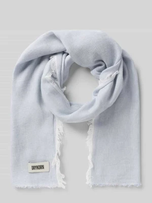 Szal z detalem z logo i frędzlami model ‘PLINA’ drykorn