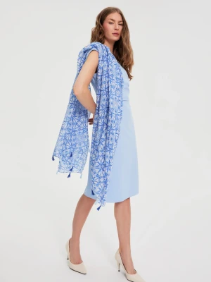 Szal z frędzlami błękitny Moodo