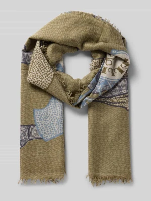 Szal z frędzlami z mieszanki kaszmiru z dodatkiem jedwabiu Hemisphere