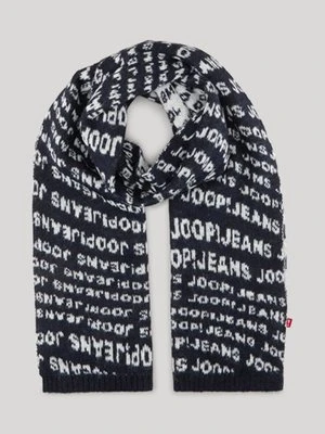 Szal z logo Ada w kolorze biało-ciemnoniebieskim Joop