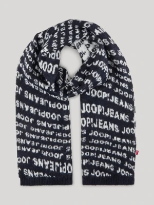 Szal z logo Ada w kolorze biało-ciemnoniebieskim Joop