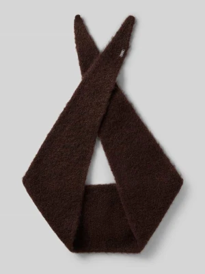Szal z metalicznym detalem z logo model 'Ableti' Opus Średniobrązowy