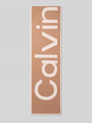 Szal z mieszanka bawełny Calvin Klein Camel
