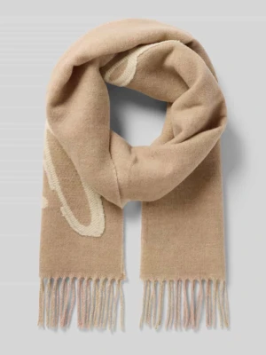 Szal z mieszanki wełny z frędzlami model ‘CECY’ Boss Orange