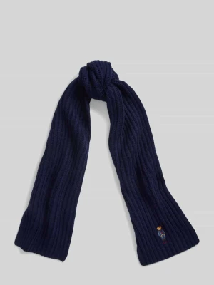 Szal z mieszanki wełny z haftem Polo Bear Polo Ralph Lauren Granatowy