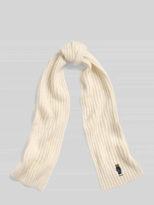 Szal z mieszanki wełny z haftem Polo Bear Polo Ralph Lauren Złamany biały