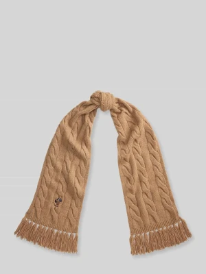 Szal z mieszanki wełny z motywem polo bear Polo Ralph Lauren Camel