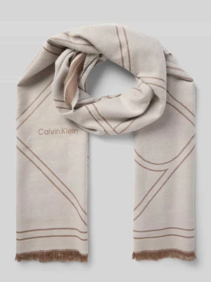 Szal z mieszanki wiskozy z frędzlami CK Calvin Klein