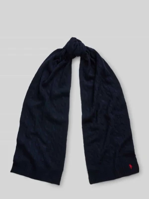Szal z mieszanki żywej wełny i kaszmiru z wyhaftowanym logo Polo Ralph Lauren Granatowy