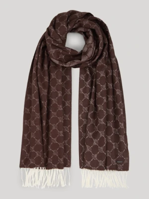 Szal z motywem chabrów Fabio w kolorze brązowo-beżowym we wzór Joop