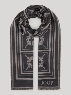 Szal z motywem chabrów Federico w kolorze czarno-szarym we wzór Joop