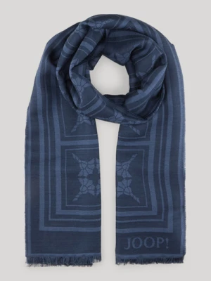 Szal z motywem chabrów Federico w kolorze granatowym we wzór Joop