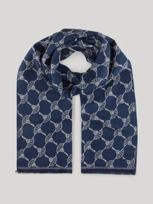 Szal z motywem chabrów Felix w kolorze granatowym we wzór Joop