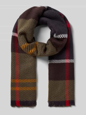 Szal z naszywką z logo model 'BLAIR TARTAN' Barbour Oliwkowy