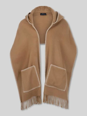 Szal z wełny z kapturem Marc Cain Camel