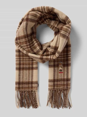 Szal z wełny z wyhaftowanym logo i frędzlami Polo Ralph Lauren