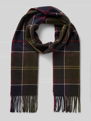 Szal z wykończeniem frędzlami Galingale Tartan Barbour Oliwkowy