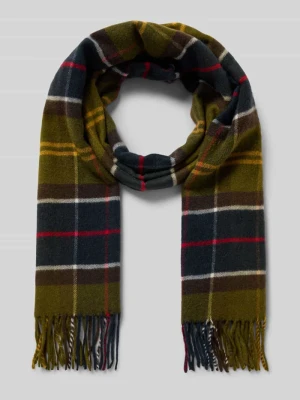 Szal z wykończeniem frędzlami model 'Yaxley' Barbour Oliwkowy