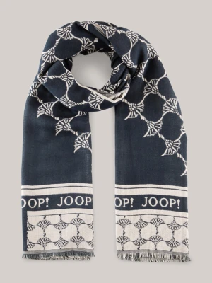 Szal żakardowy w kolorze ciemnoniebieskim/beżowym Joop