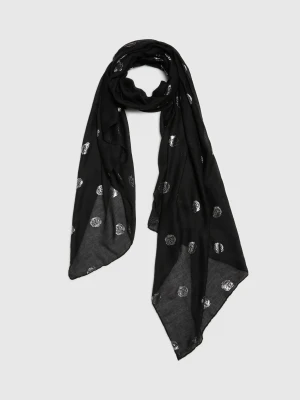 Zdjęcie produktu Szal ze srebrnym nadrukiem czarny Moodo