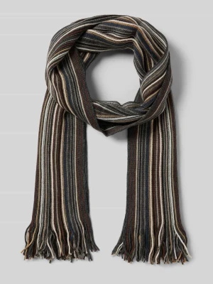 Szal ze wzorem w paski i frędzlami Christian Berg Men