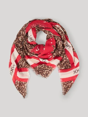 Szalik Adalia w kolorze beżowo-brązowym, wzór leopardowy Joop