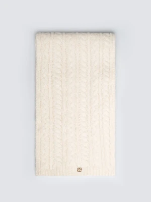 Szalik damski z dekoracyjnym splotem kremowy Caroles 103 BIG STAR