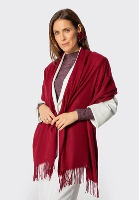 Szalik damski z frędzlami jednolity bordowy Wittchen
