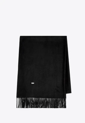 Szalik damski z frędzlami jednolity czarny Wittchen
