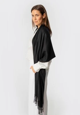 Szalik damski z frędzlami jednolity czarny Wittchen